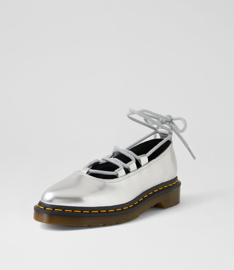 Elphie 2 Lace Up Silver Metallic Patent Leather Shoes