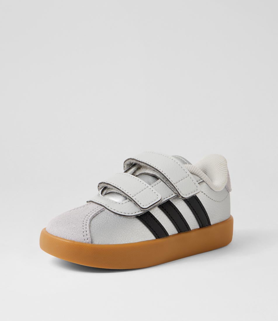 Vl Court 3 Cf I Toddler Silver Metallic Black Grey Sneakers