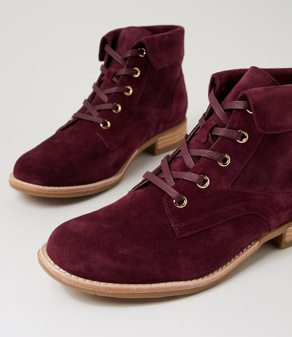 Cydney Burgundy Suede Lace Up Boots