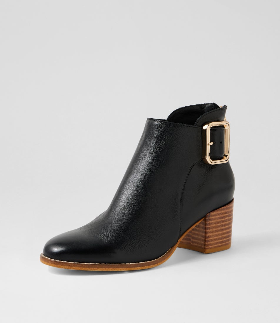 Madelles Black Natural Leather Ankle Boots Madelles Black Natural Leather Ankle Boots