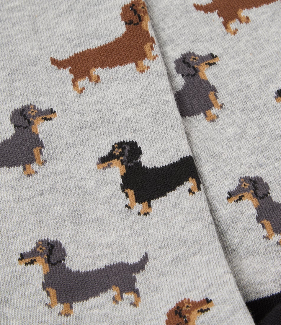 Daschund Grey Multi Cotton Socks