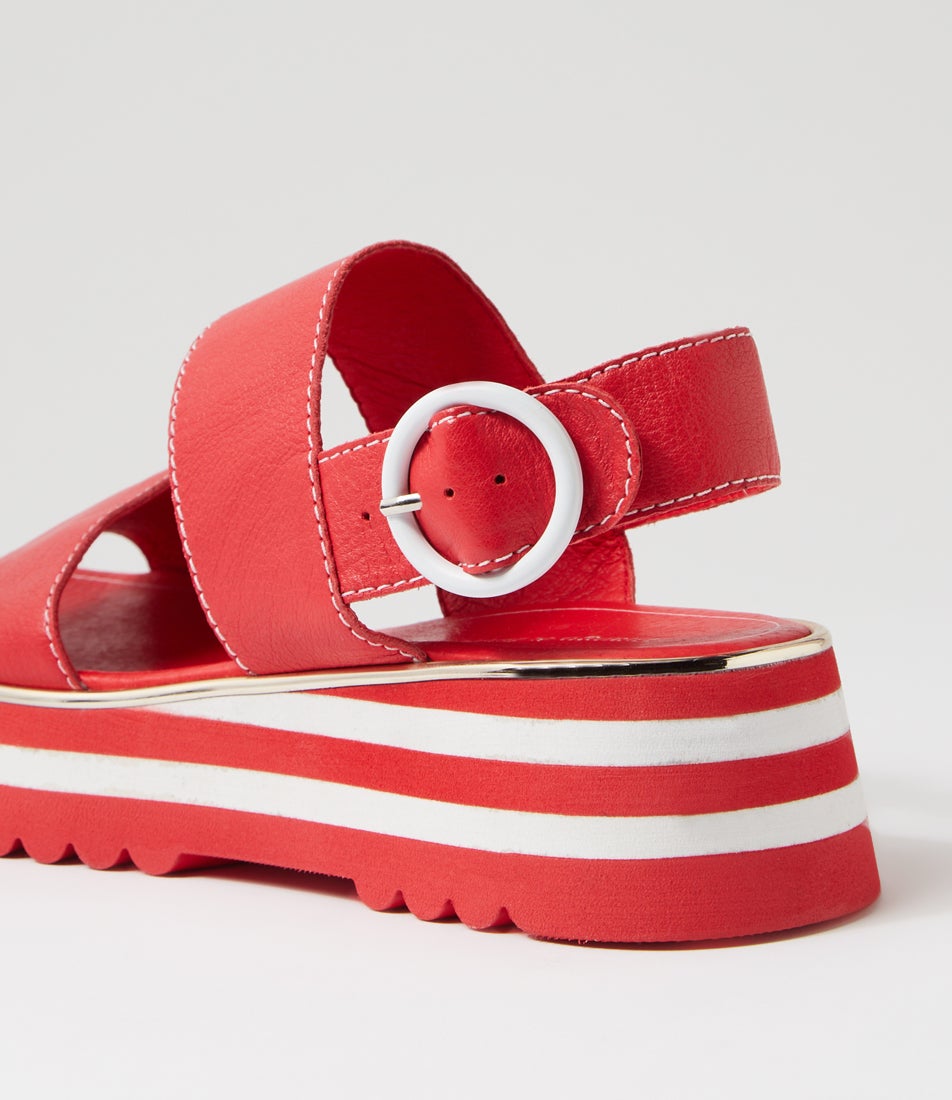 Hecon Red Leather Sandals