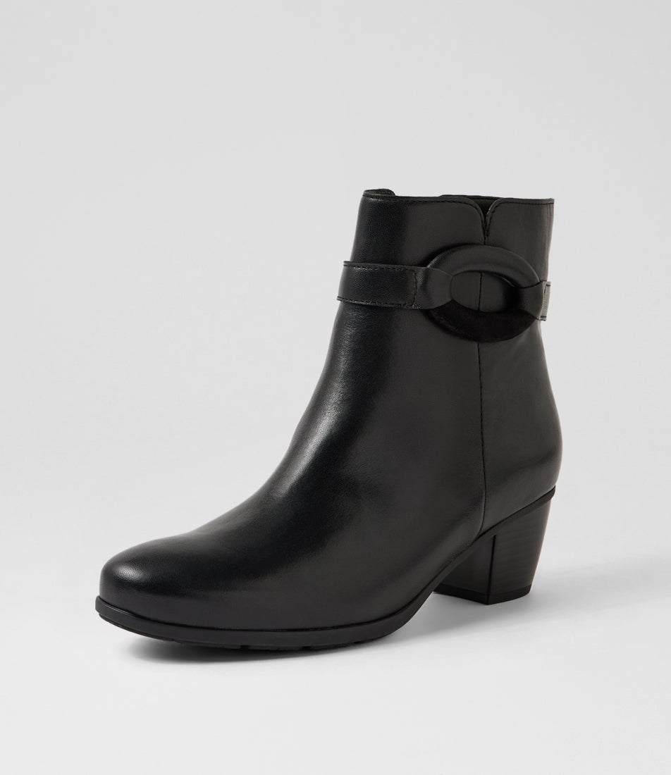 Rowina Schwarz Leather Ankle Boots