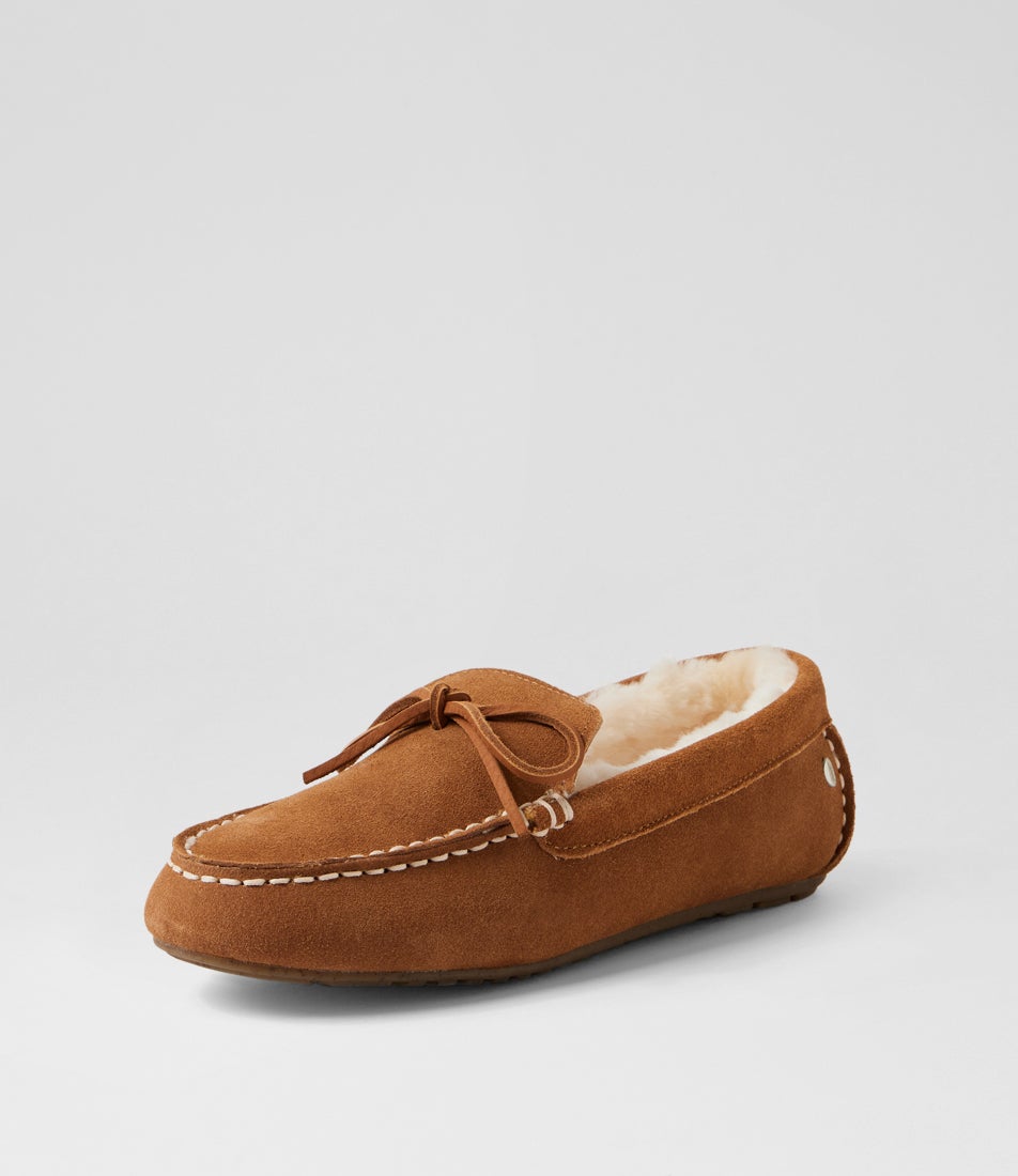 Sandrine Chestnut Suede Slippers