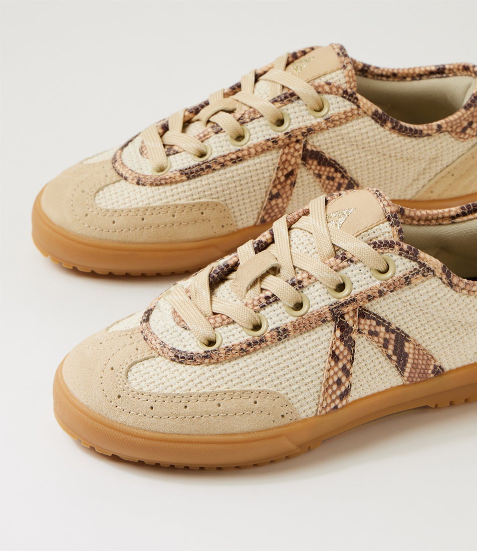Swing 74 Tan Snake Canvas Suede Sneakers