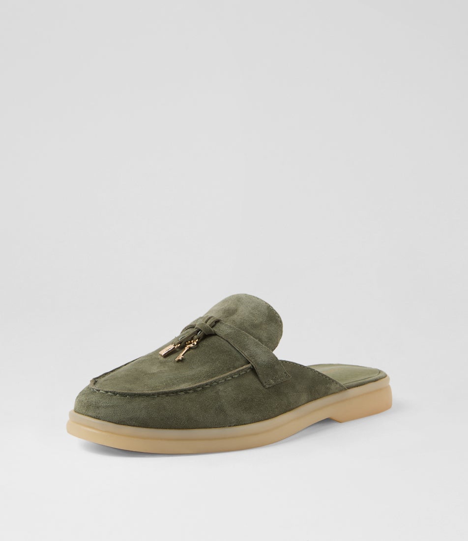 Lizzo Khaki Suede Mules