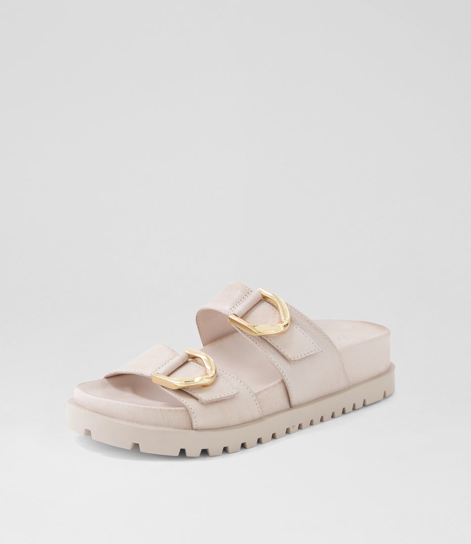 Ully Nougat Leather Slides