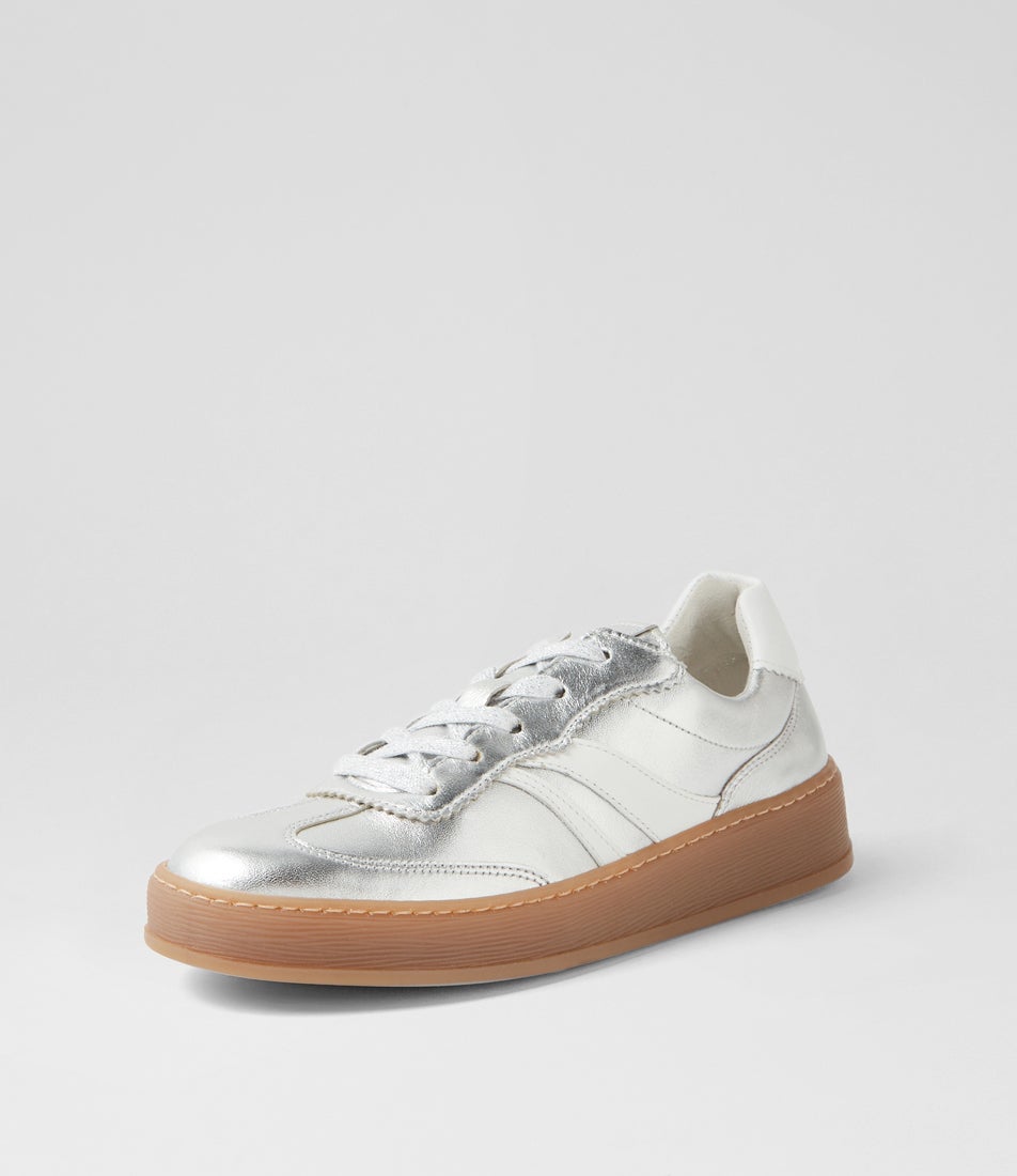 Solara Silber Weiss Leather Sneakers