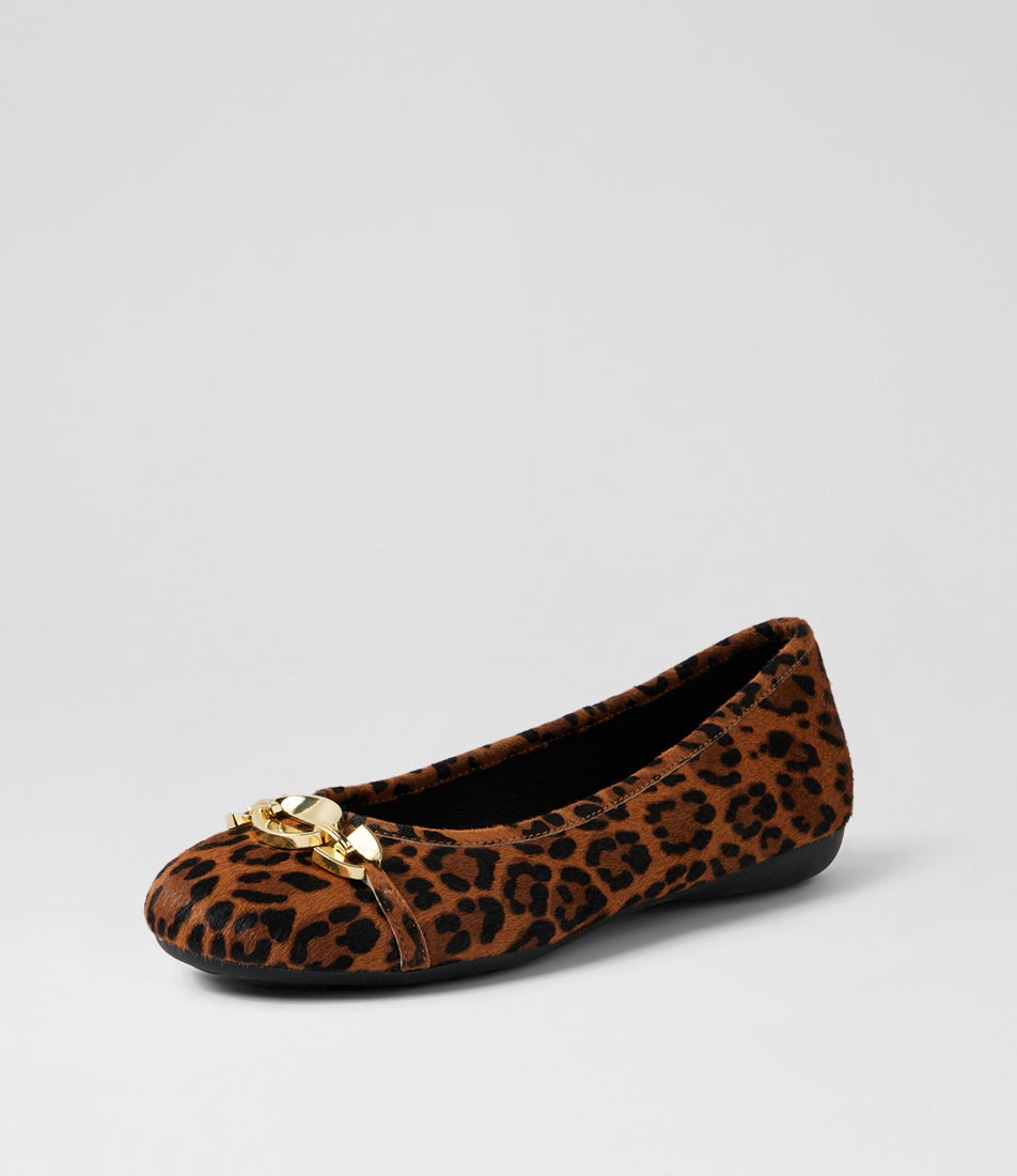 Concha Light Tan Leopard Pony Ballet Flats