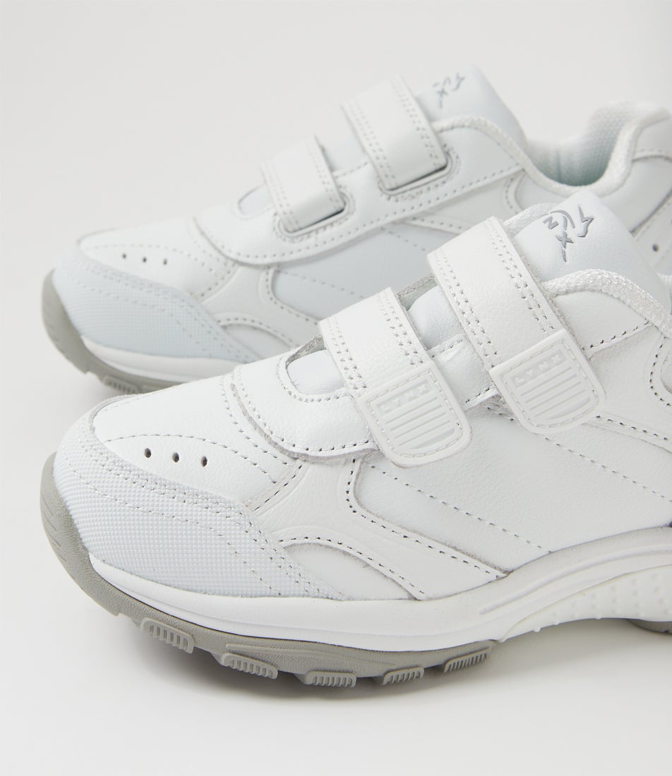 Elite Jnr E Adj White Leather Sneakers