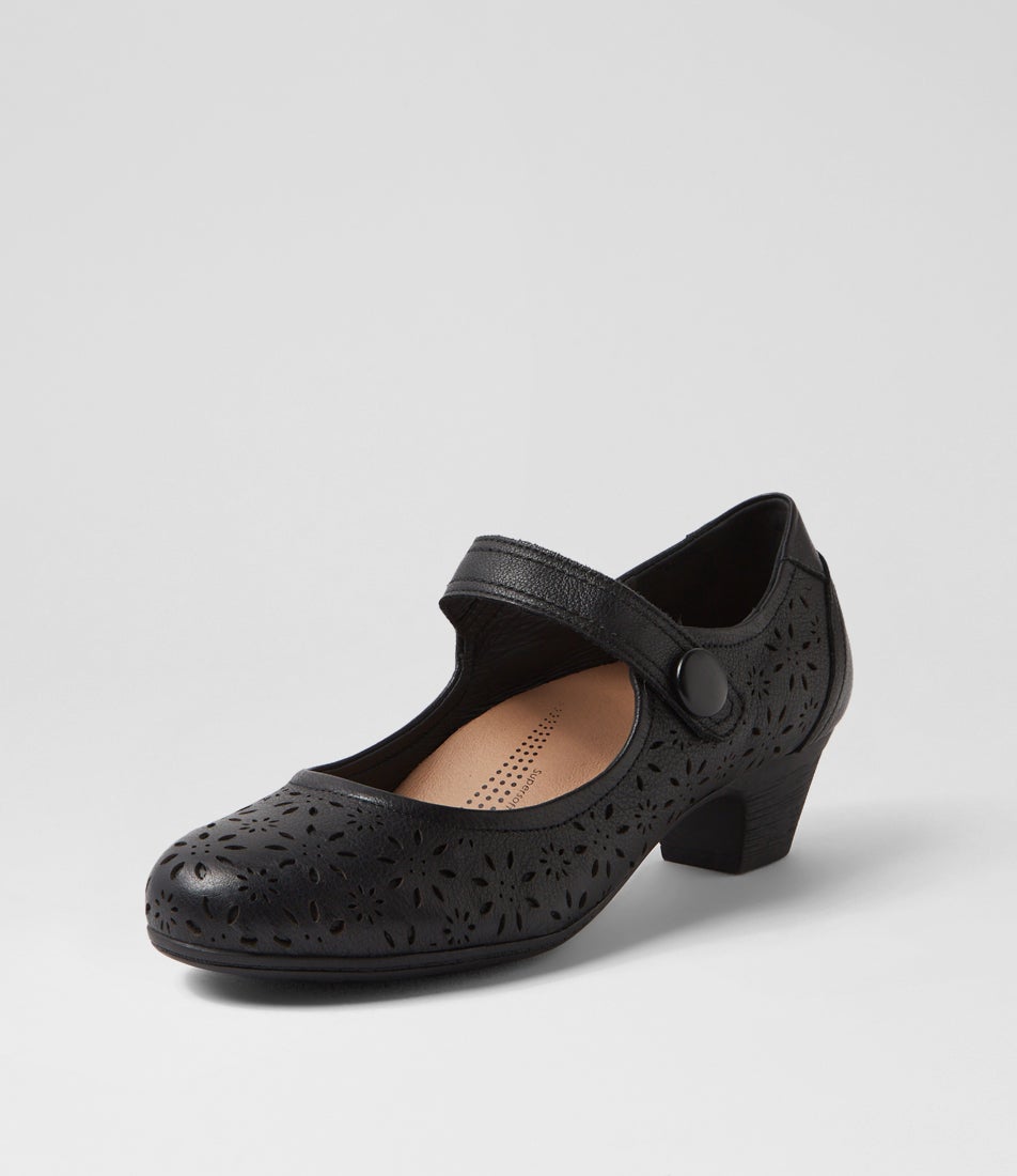 Lindeal Black Leather Heels