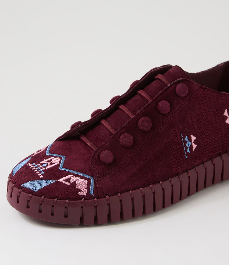 Hangela Burgundy Multi Suede Sneakers