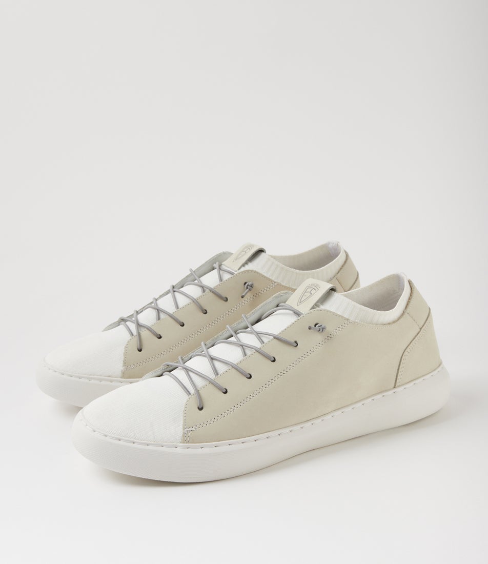 Xavion Light Grey Leather Knit Sneakers