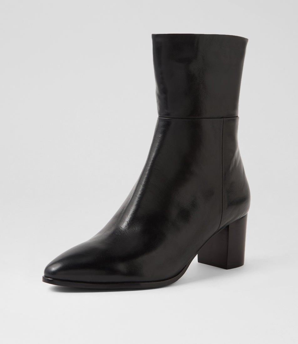 Bankit Black Leather Ankle Boots