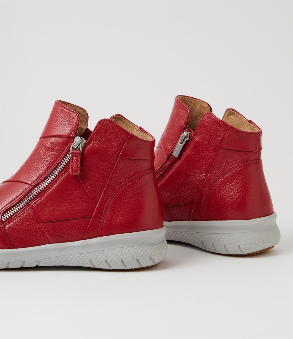Sisley Xf Dark Red Leather Ankle Boots