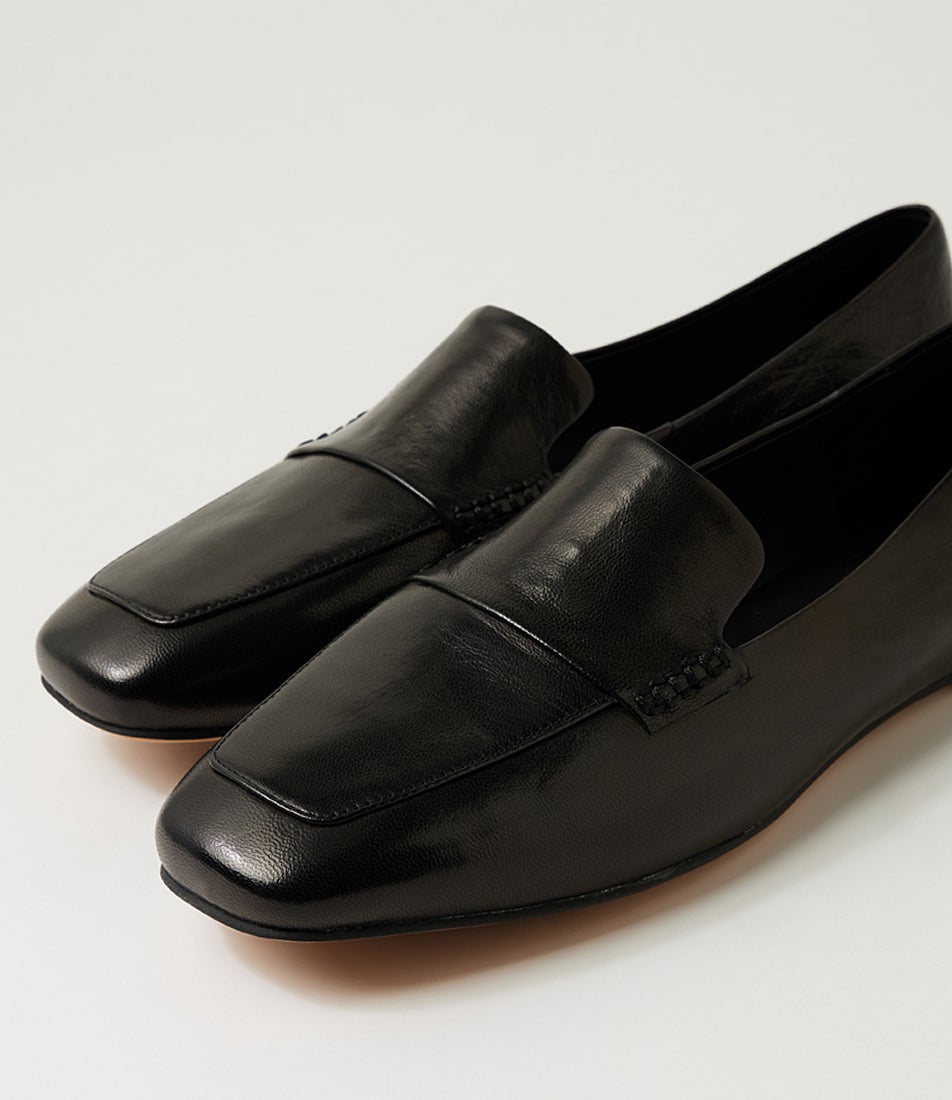 Nepeta Black Luxe Leather Flat Shoes