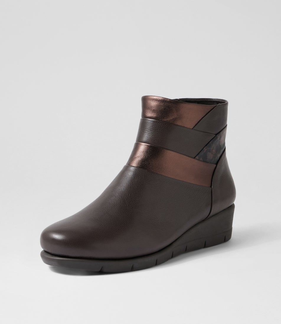 Mirria Dark Brown Multi Ankle Boots