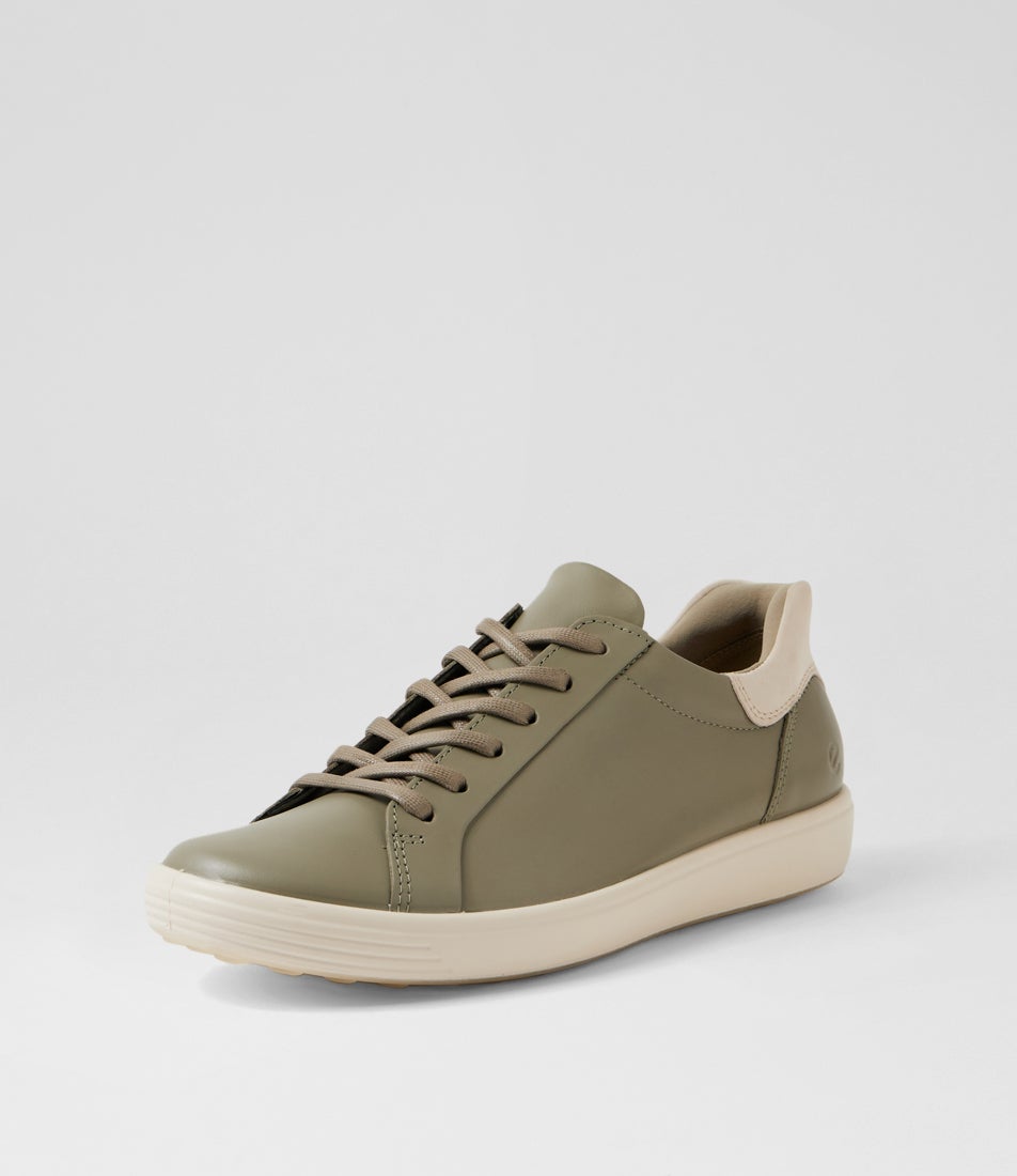 Soft 7 W Vetiver Limestone Leather Sneakers