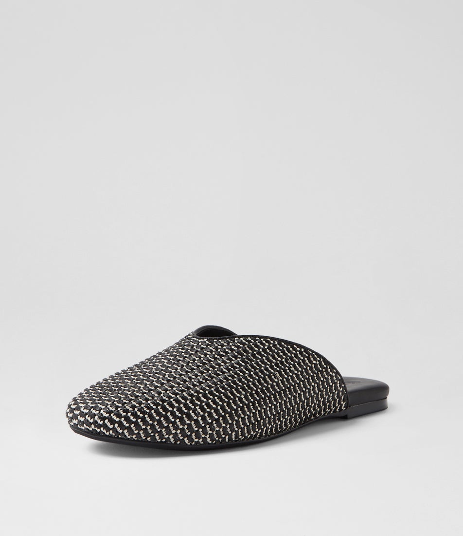 Shana Black Multi Raffia Mules