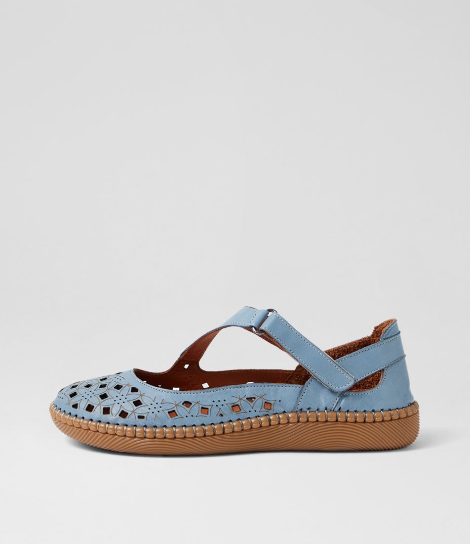 Molly Denim Leather Ballet Flats