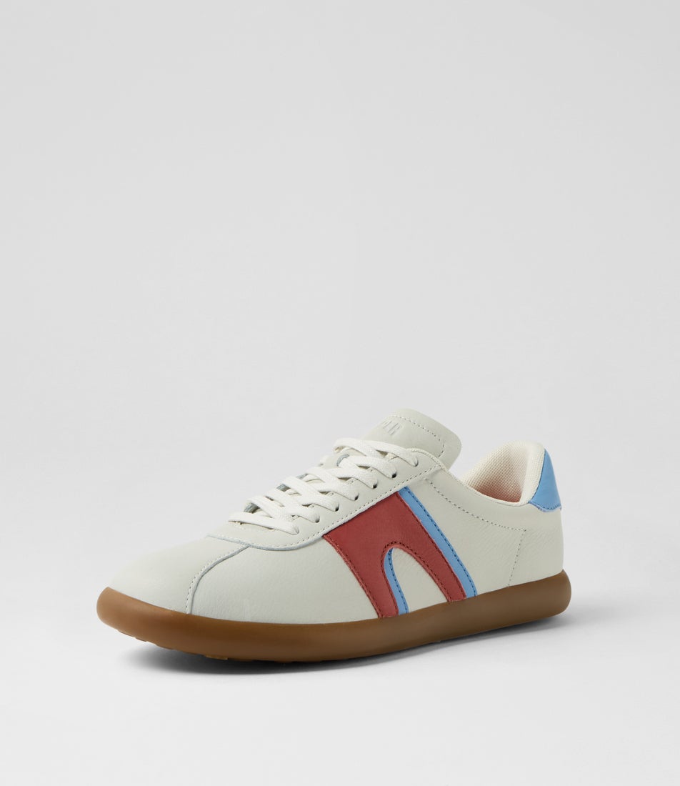 Twins White Red Multi Natural Leather Sneakers