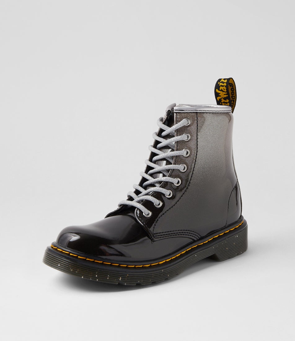 1460 Junior Silver Black Glitter Gradient Pu Lace Up Boots