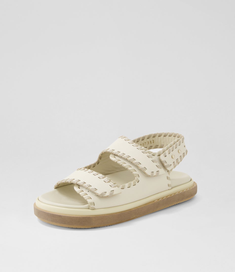 Barrel Stone Beige Leather Sandals