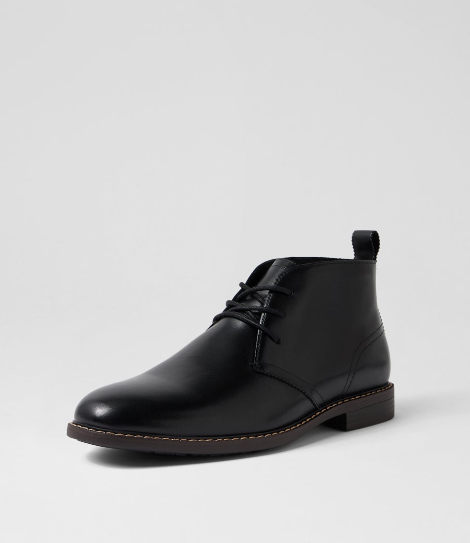 Harbour Black Burnish Leather Lace Up Boots