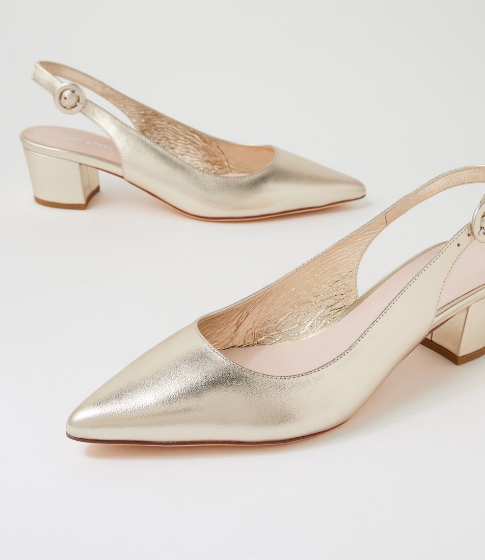 Abigale Pale Gold Leather Heels