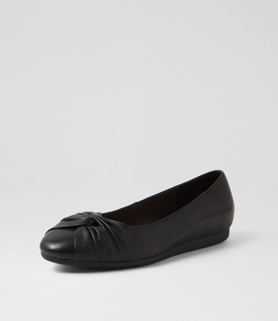 Blackelys Black Leather Flat Shoes