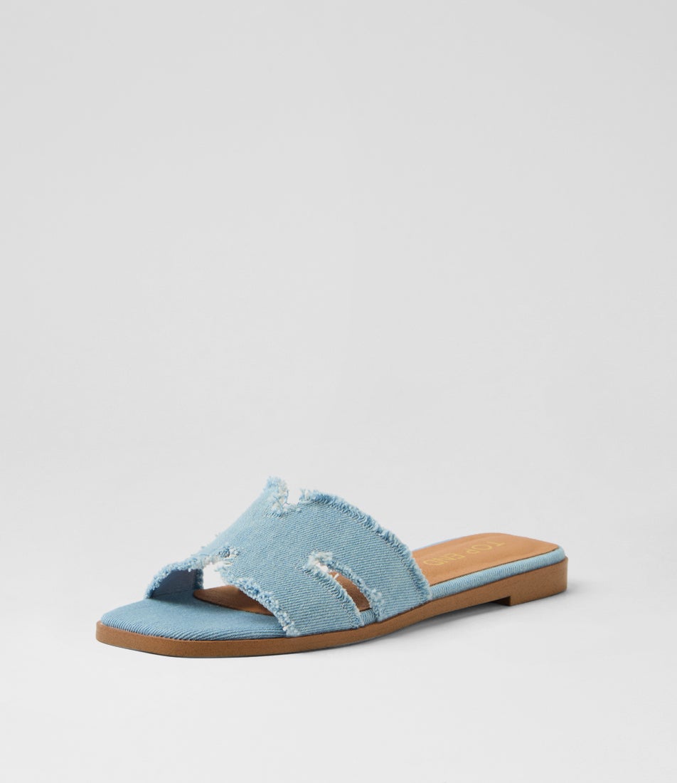 Lennox Light Denim Fabric Slides