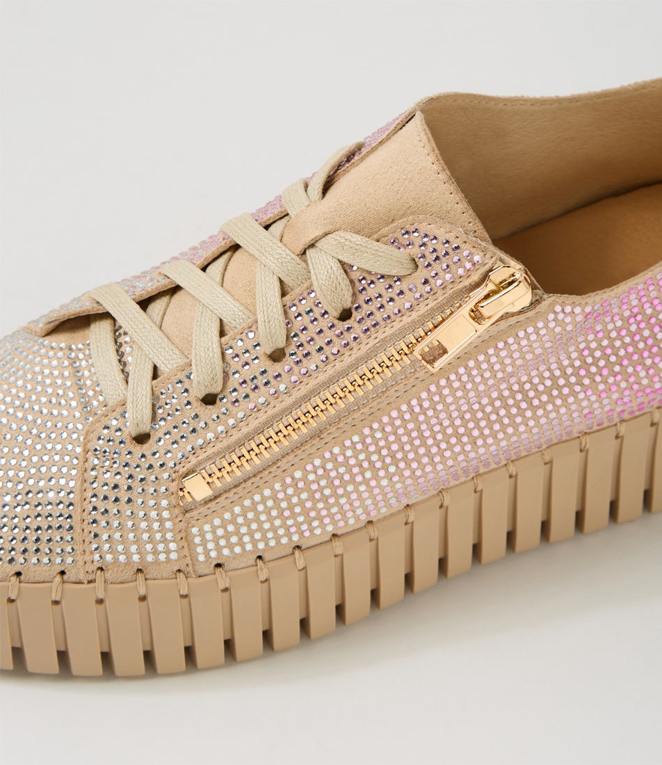 Beatricey Nude Rose Leather Sneakers