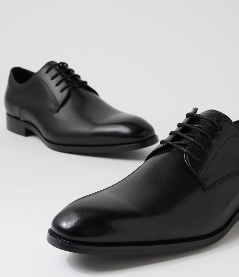 Joust Black Leather Lace Up Flats