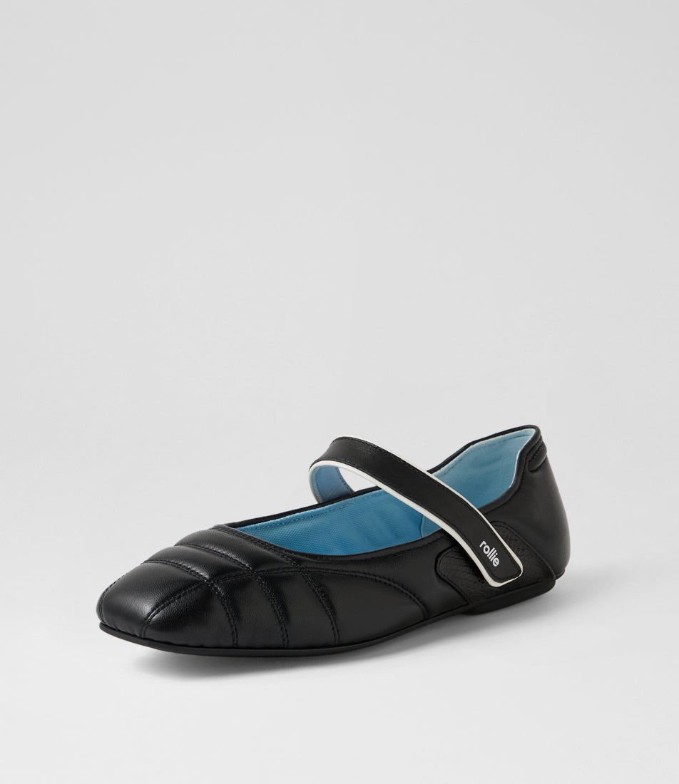 Mary Jane Sport Black Leather Flat Shoes