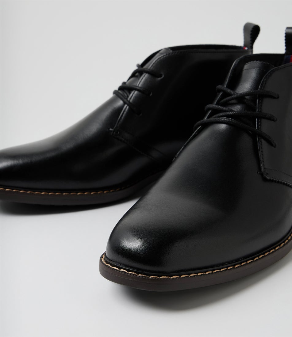 Harbour Black Burnish Leather Lace Up Boots