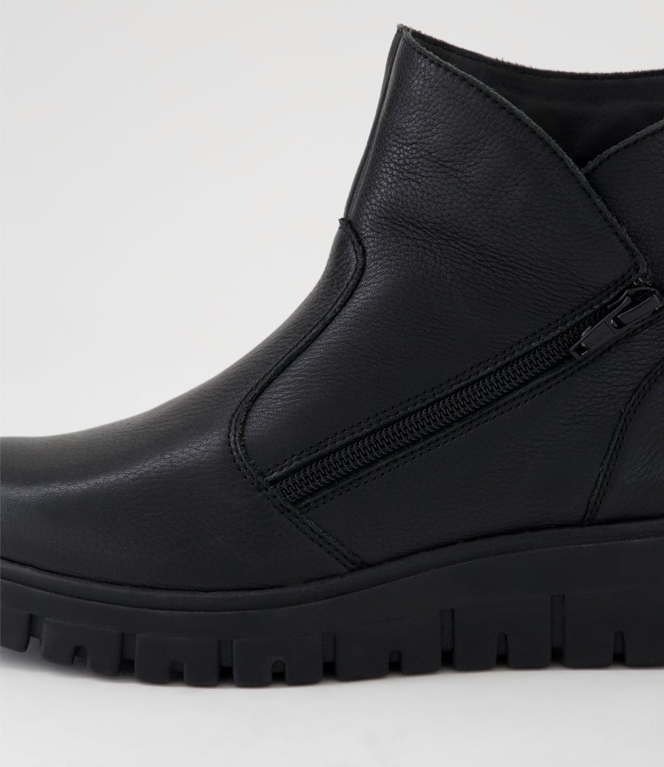 Mickae Black Leather Ankle Boots Mickae Black Leather Ankle Boots