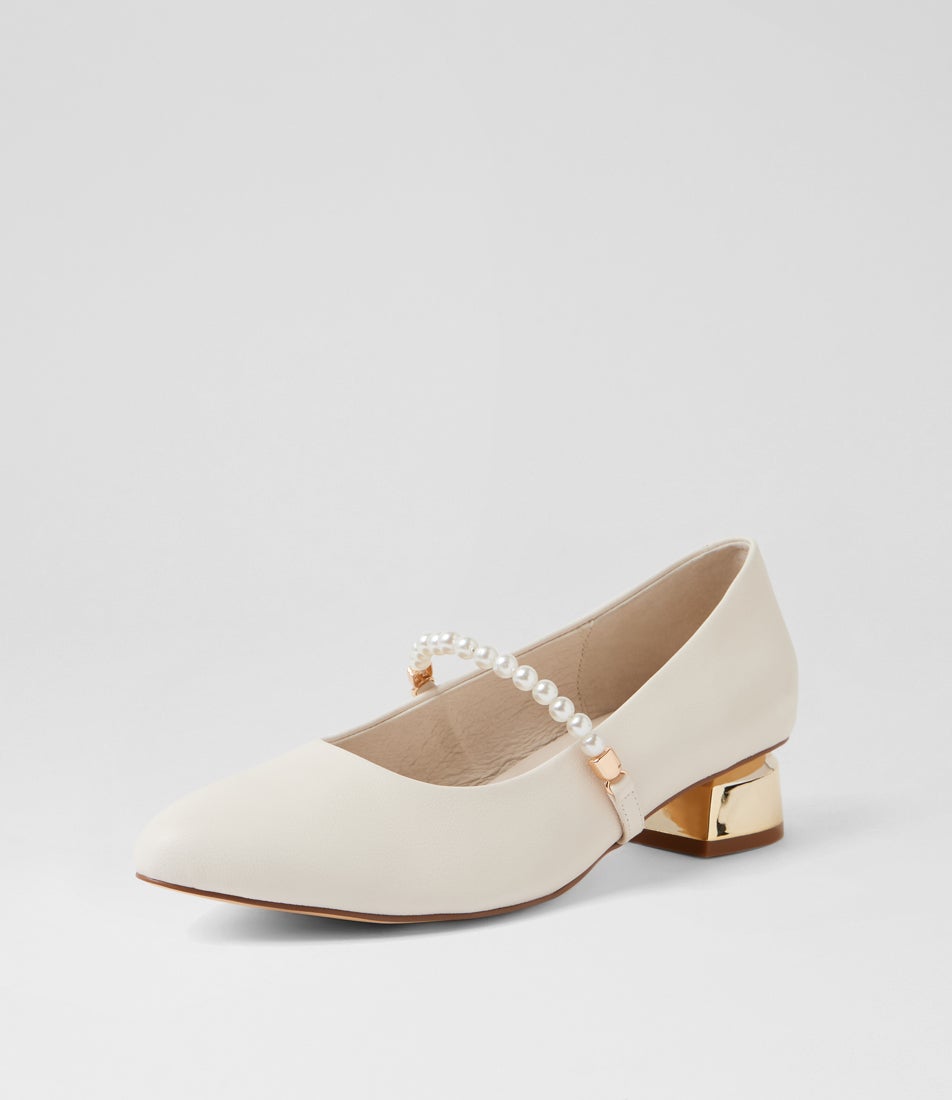 Jillies Ivory Leather Flat Shoes