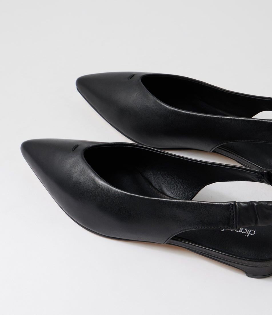 Danera Black Leather Flat Shoes