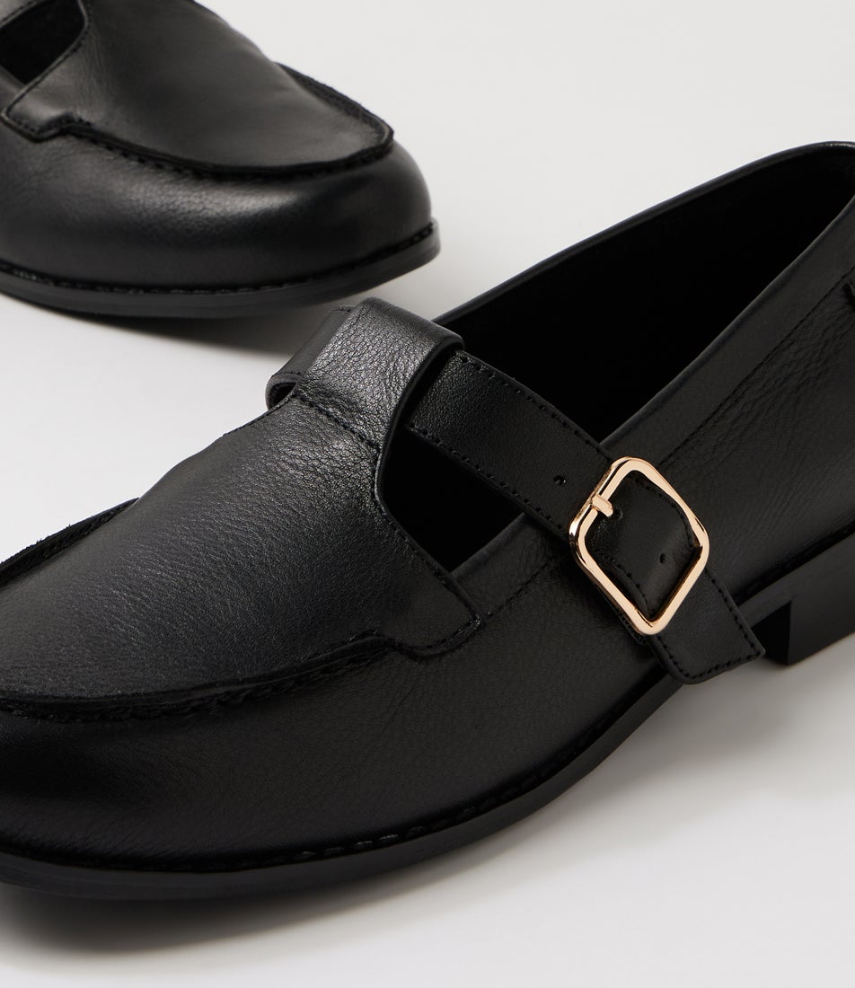 Helena Black Leather Loafers