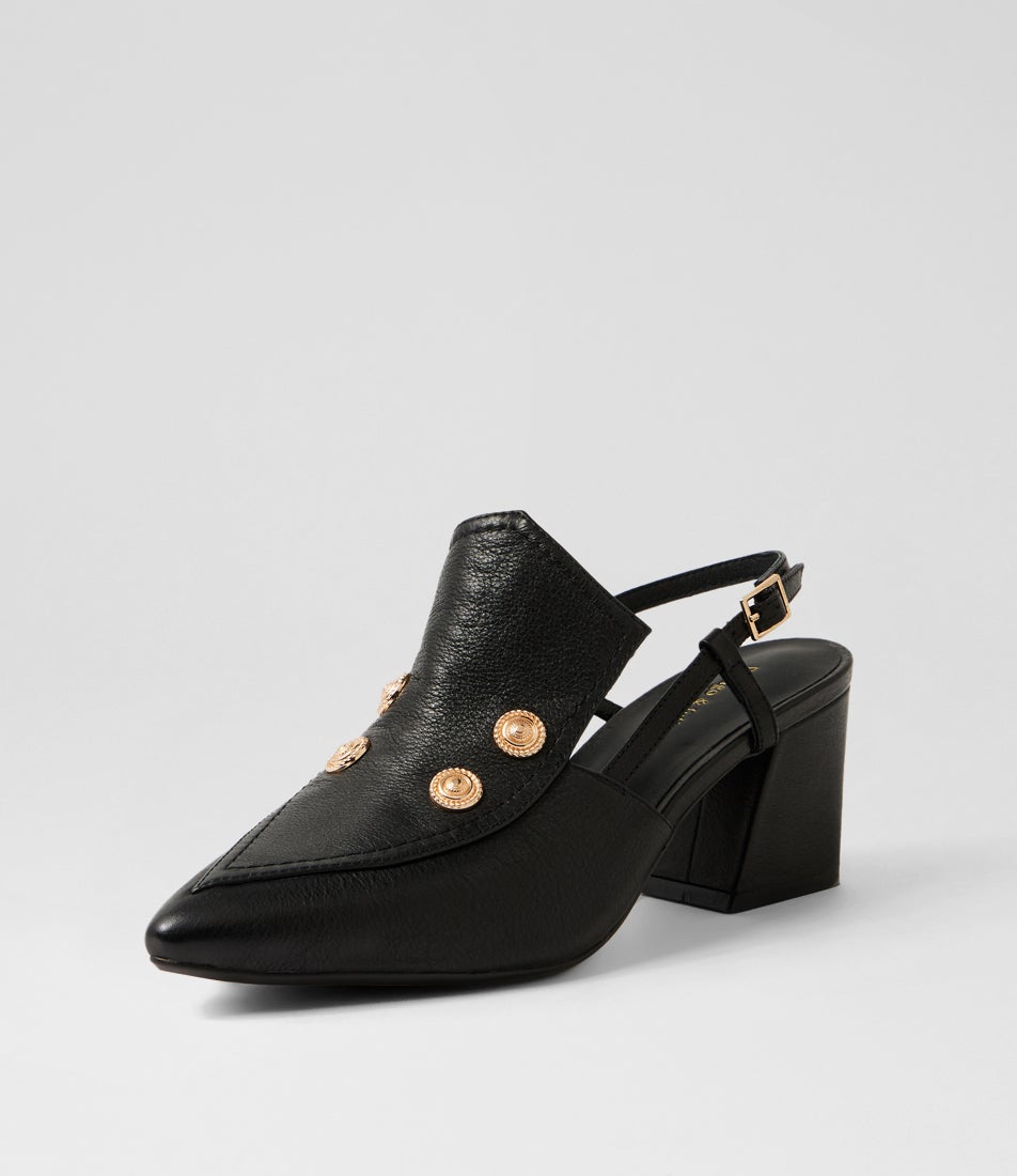 Millso Black Leather Heels