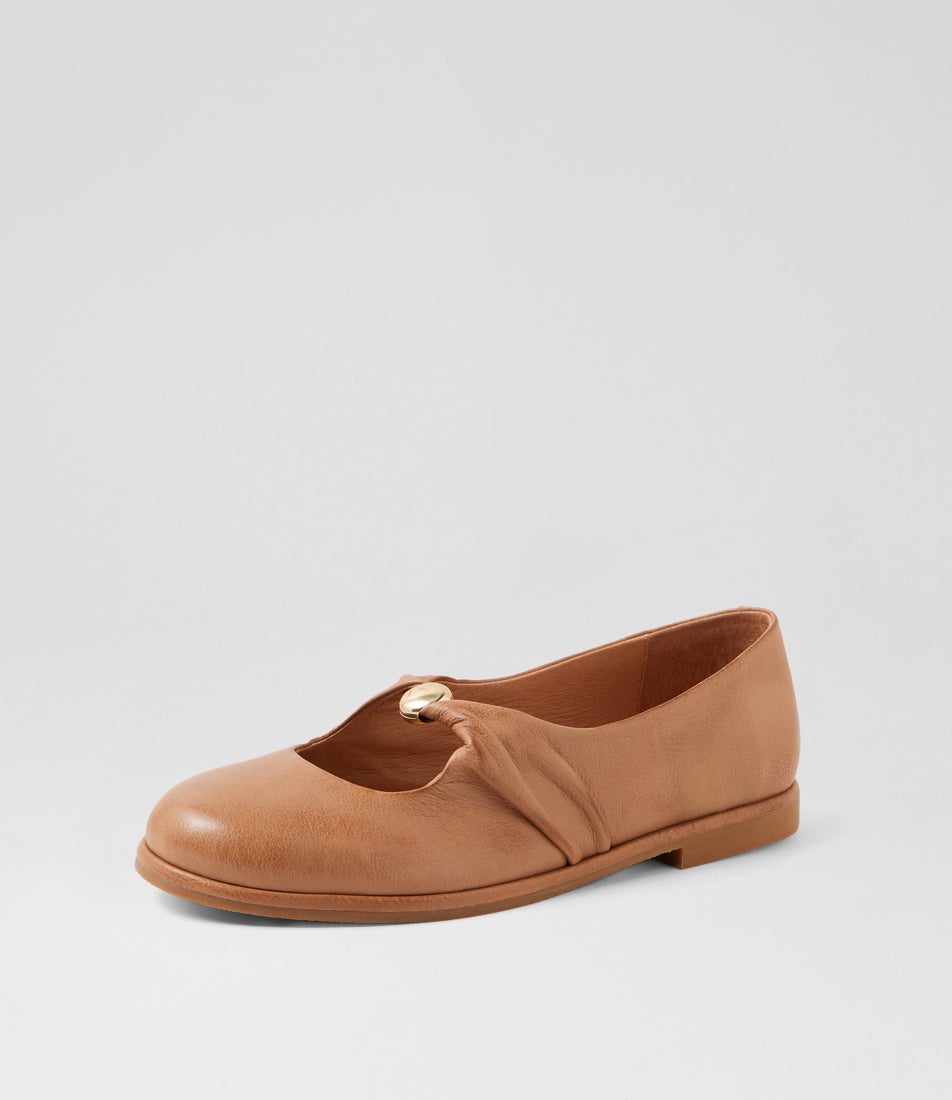 Ressol Cognac Leather Flat Shoes