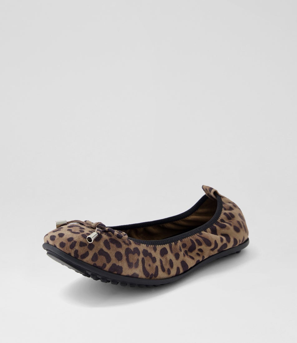 Belin Taupe Leopard Suede Ballet Flats