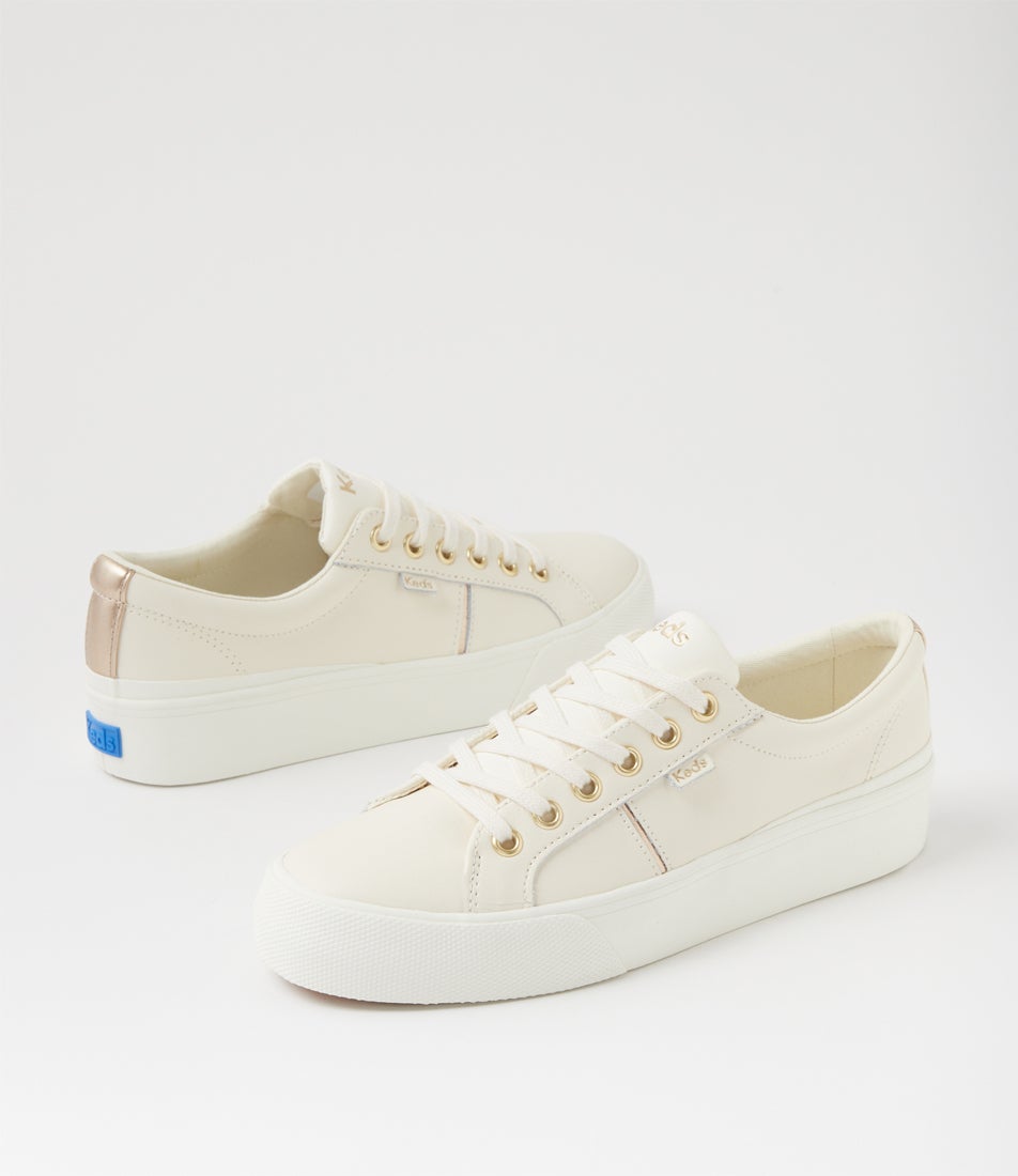 Jump Kick Duo Leather Cream Gold Canvas Sneakers Jump Kick Duo Leather Cream Gold Canvas Sneakers