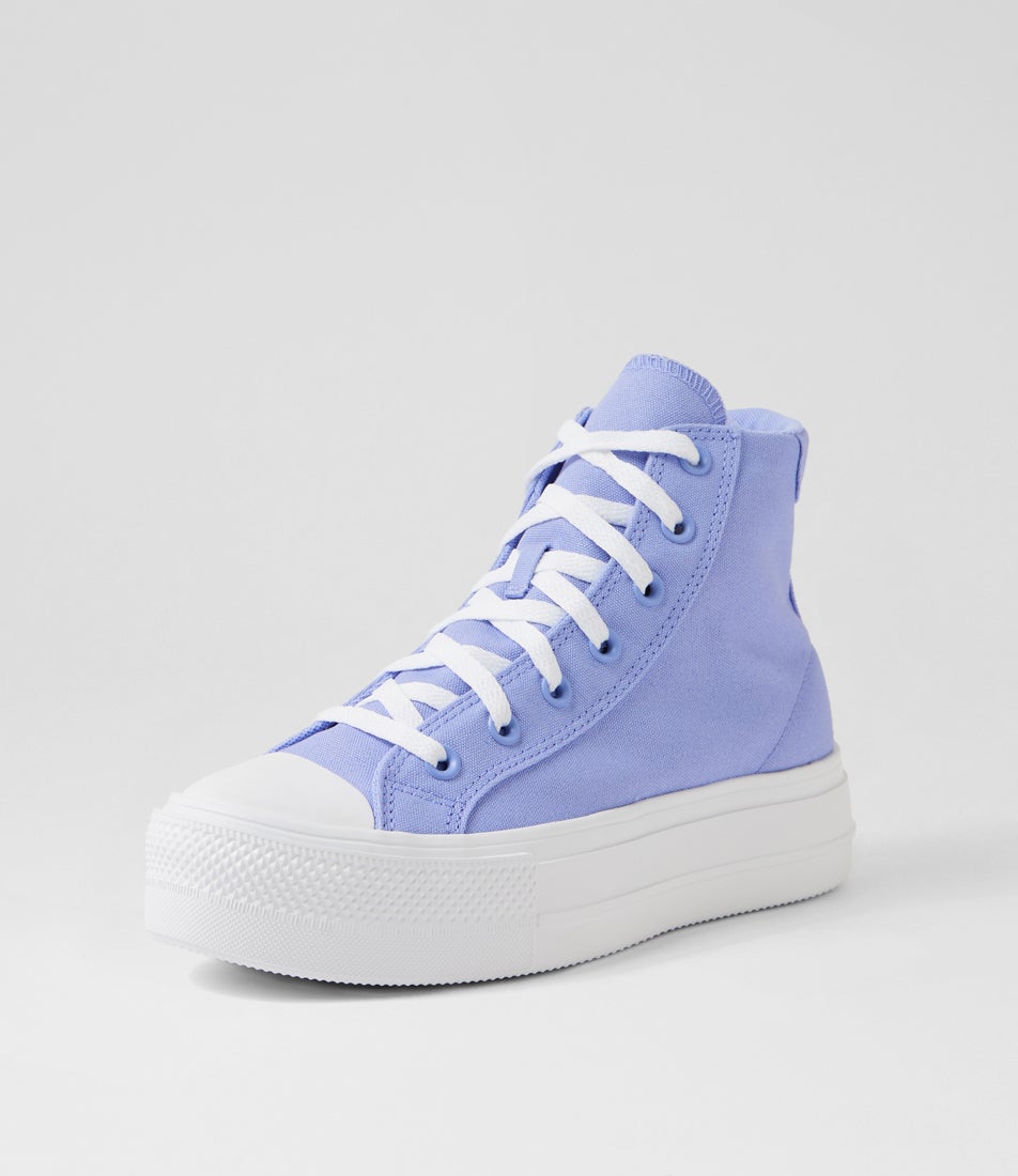 Day One Platform Very Peri White Canvas Sneakers