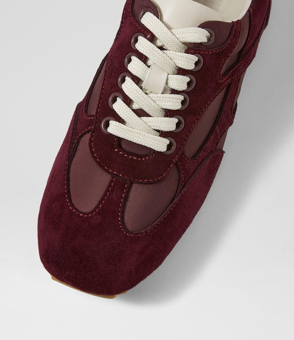 Liema Burgundy Cream Leather Sneakers
