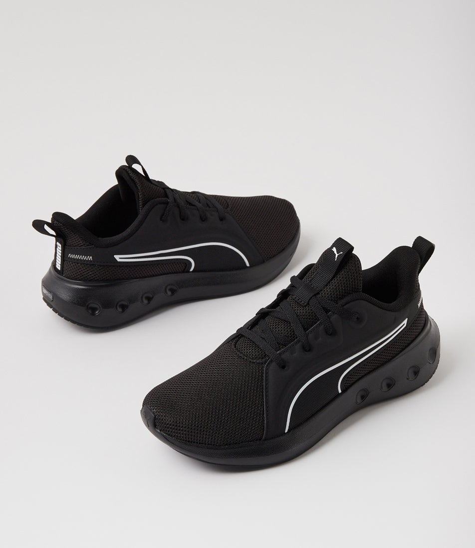 Softride Carson Senior Black White Mesh Sneakers