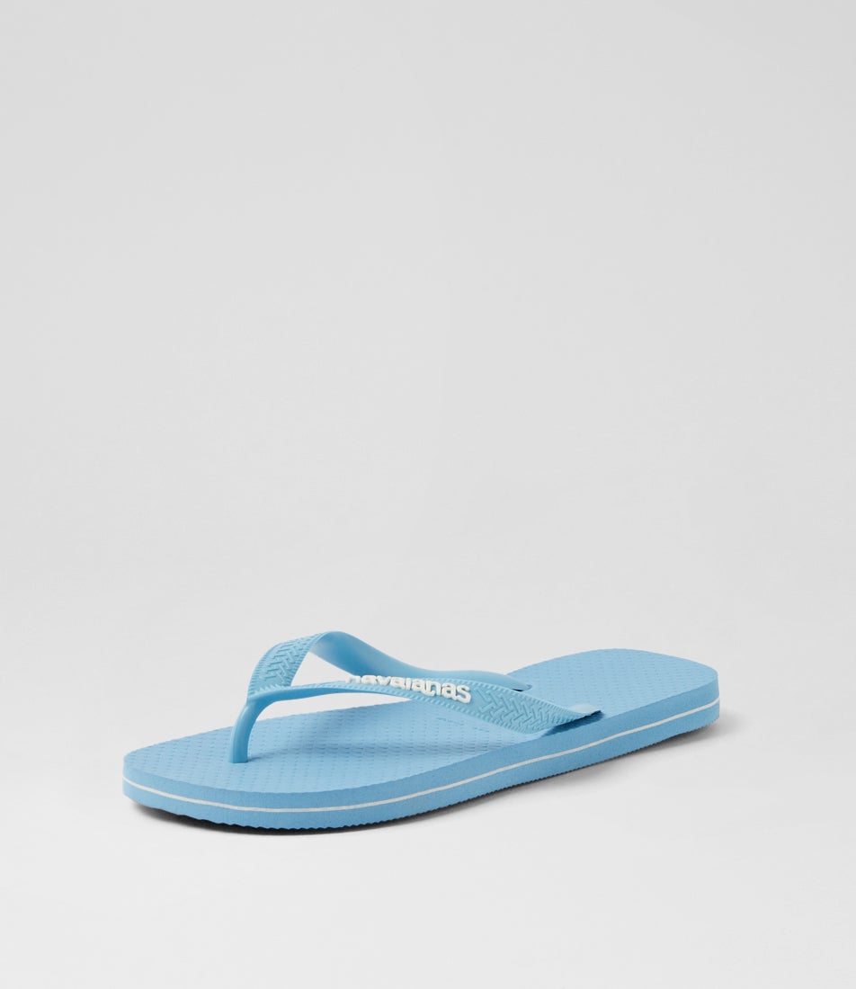 Top Rubber Logo M Light Blue White Rubber Thongs