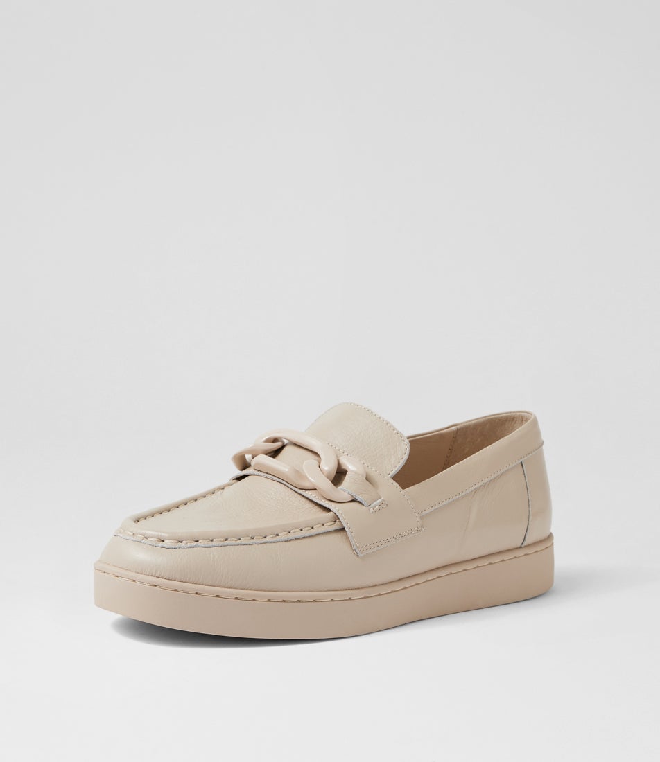 Jumpi Taupe Leather Loafers