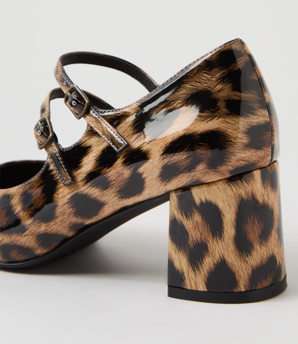 Eiko Leopard Patent Pu Mary Jane Heels