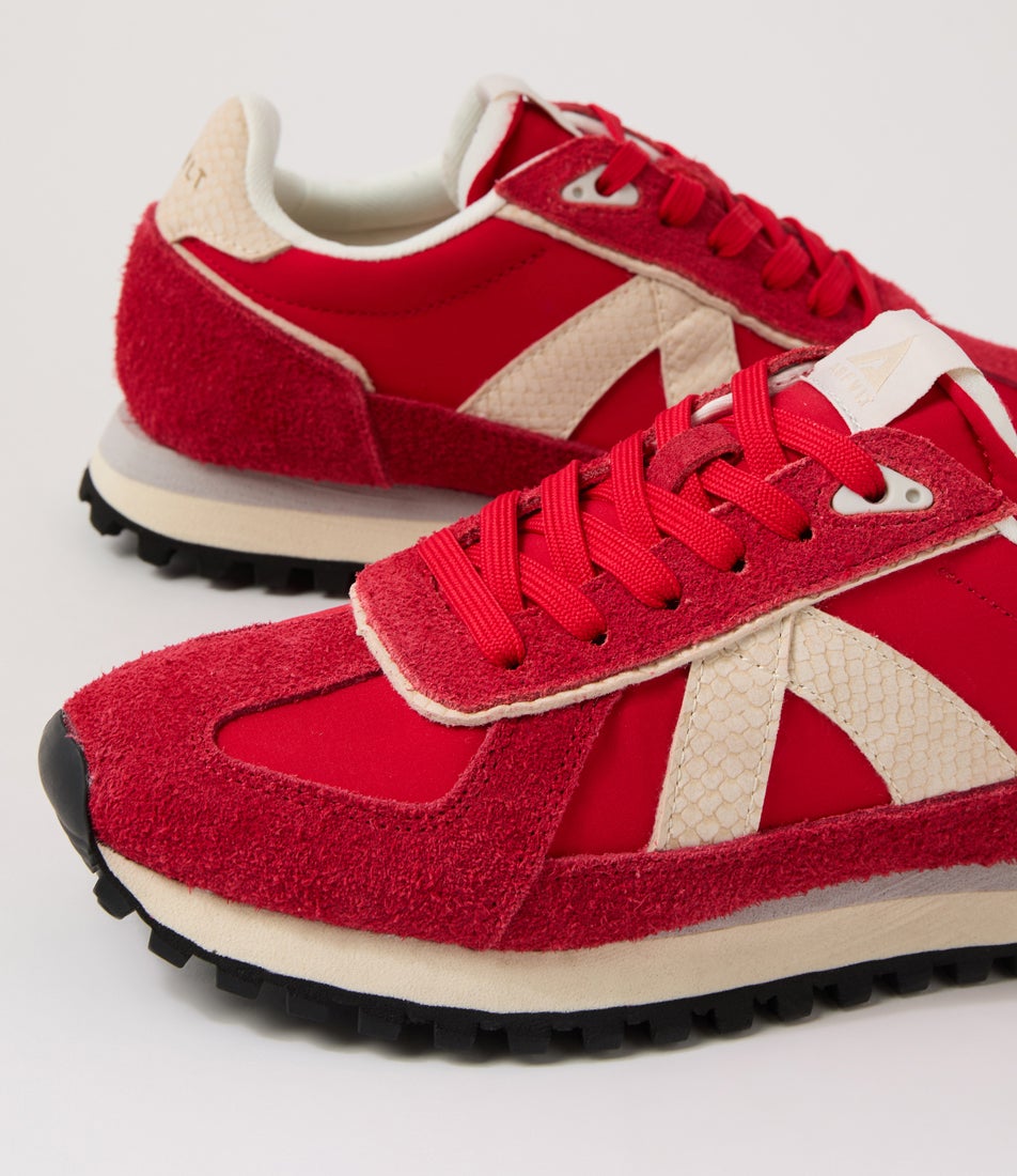 Gate Red Grey Snake Gold Suede Nylon Sneakers